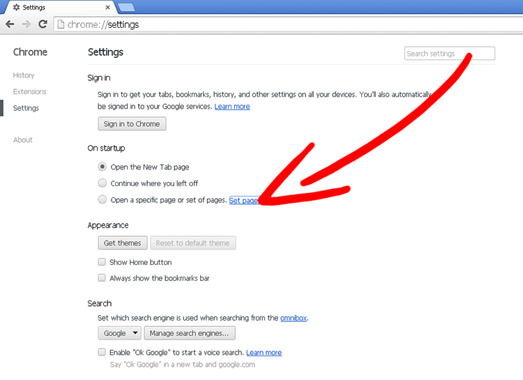 chrome-set-pages How to remove Remolish.space