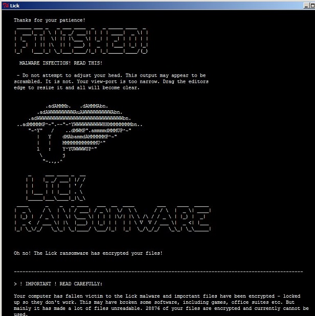 Lick ransomware-